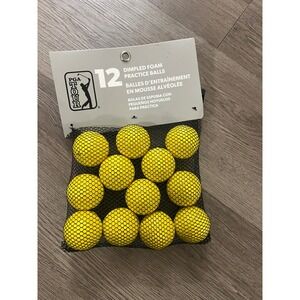 PGA TOUR 12 Pack Dimpled Foam Practice Golf Balls Yellow Indoor Outdoor Training